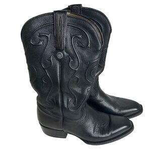Vintage Montana Black Leather Cowboy Boots Sz 11 Western Embossed